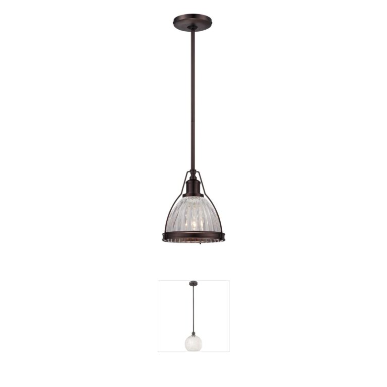 Minka-Lavery ML Collection Dark Brushed Bronze Mini Pendant with Ribbed Glass