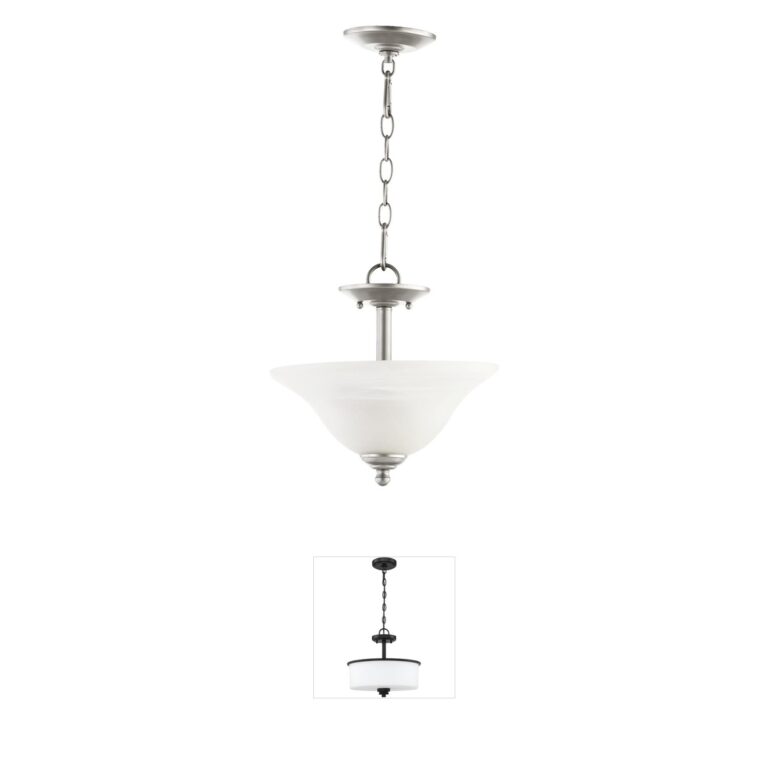Quorum Spencer 13-Inch Classic Nickel Semi-Flush Mount with Faux Alabaster Glass
