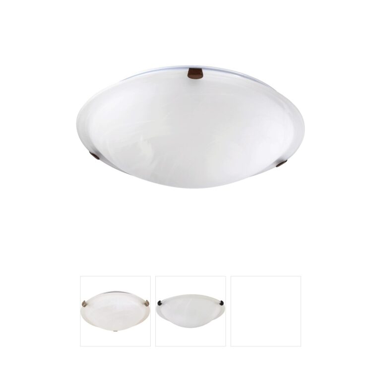 Quorum Fort Worth Oiled Bronze Flush Mount with Faux Alabaster Shade