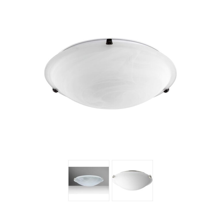 Quorum Fort Worth Oiled Bronze Flush Mount with Faux Alabaster