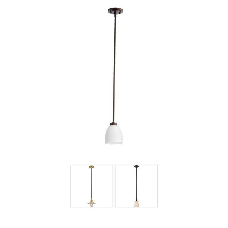 Quorum Reyes Oiled Bronze Mini Pendant with Satin Opal Shade
