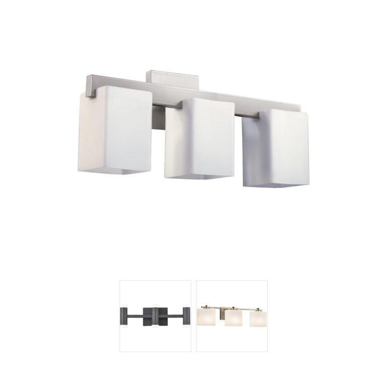 Quorum Modus 3-Light Satin Nickel Vanity with Satin Opal Glass