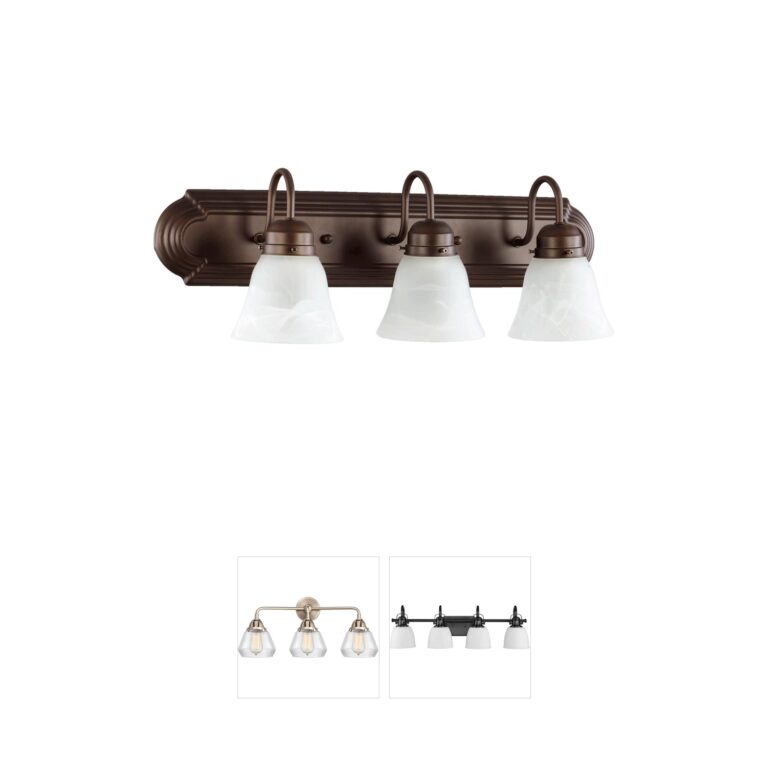 Quorum Fort Worth 3-Light Oiled Bronze Vanity with Faux Alabaster Glass