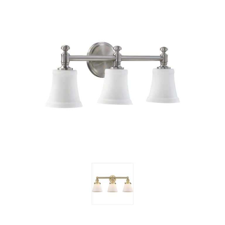 Quorum International Rossington Satin Nickel 3-Light Vanity with Satin Opal Glass