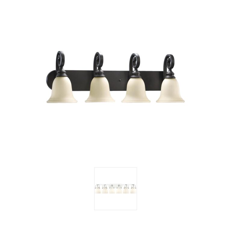 Quorum Bryant 4-Light Oiled Bronze Vanity with Amber Scavo Glass