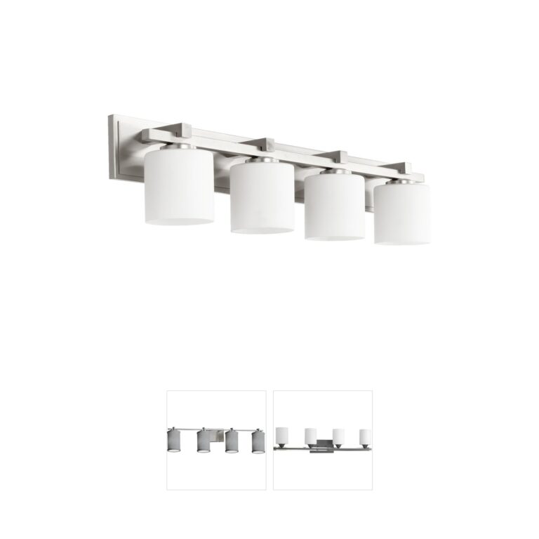 Quorum Fort Worth Satin Nickel 4-Light Vanity with Satin Opal Glass