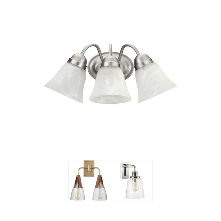 Quorum Fort Worth 17-Inch 3-Light Satin Nickel Wall Sconce with Faux Alabaster Glass