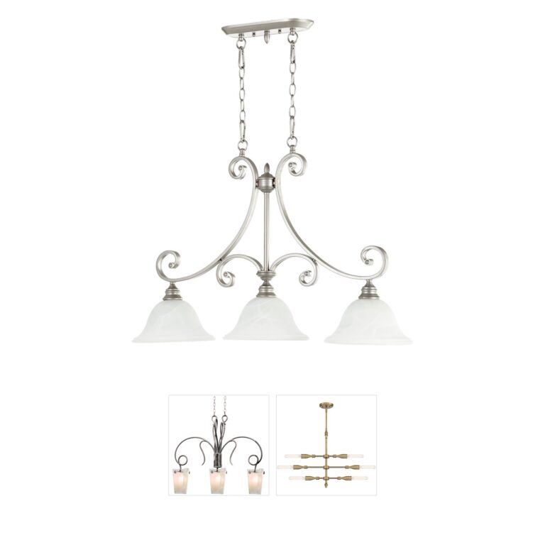 Quorum Bryant 3-Light Classic Nickel Island Light with Faux Alabaster Glass