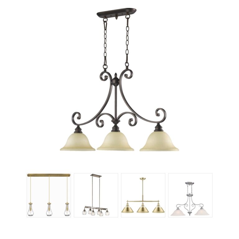 Quorum Bryant Oiled Bronze Island Light with Amber Scavo Shades