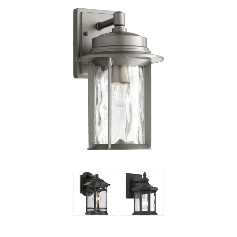 Quorum Charter Graphite Outdoor Wall Lantern with Clear Hammered Glass