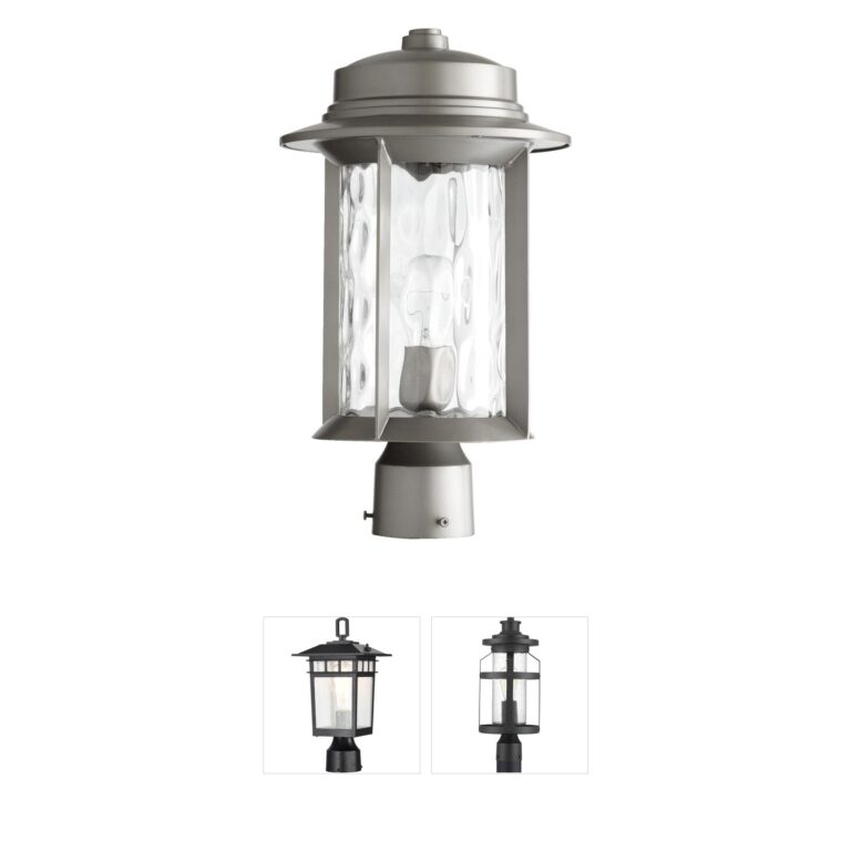 Quorum Charter Graphite Post Lantern with Clear Hammered Glass