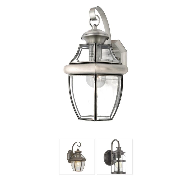 Quoizel Newbury Pewter Brass Outdoor Wall Lantern with Clear Glass