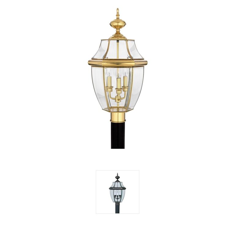 Quoizel Newbury Polished Brass 3-Light Outdoor Post Lantern