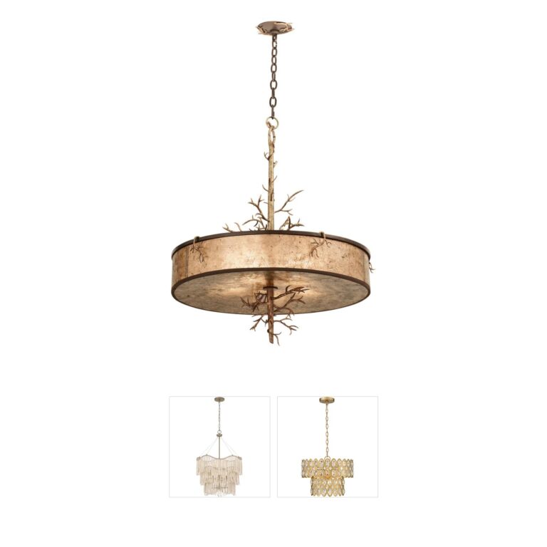 Kalco Lighting Oakham Hand Forged Iron & Mica Leaf Pendant