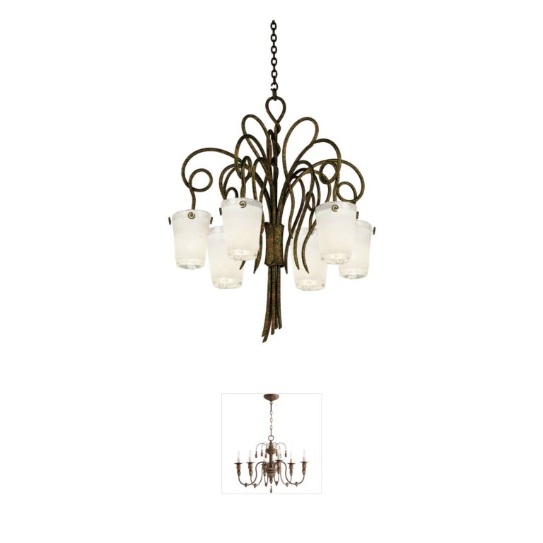Kalco Tribecca Antique Copper & Frost Glass Chandelier