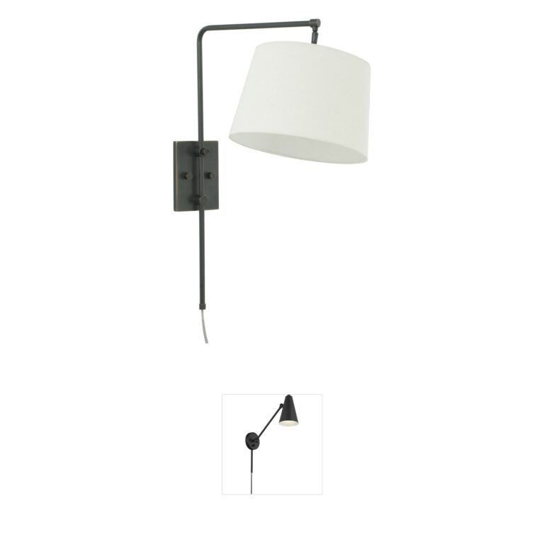 House of Troy Crown Point Adjustable Oil Rubbed Bronze Wall Sconce with Linen Shade