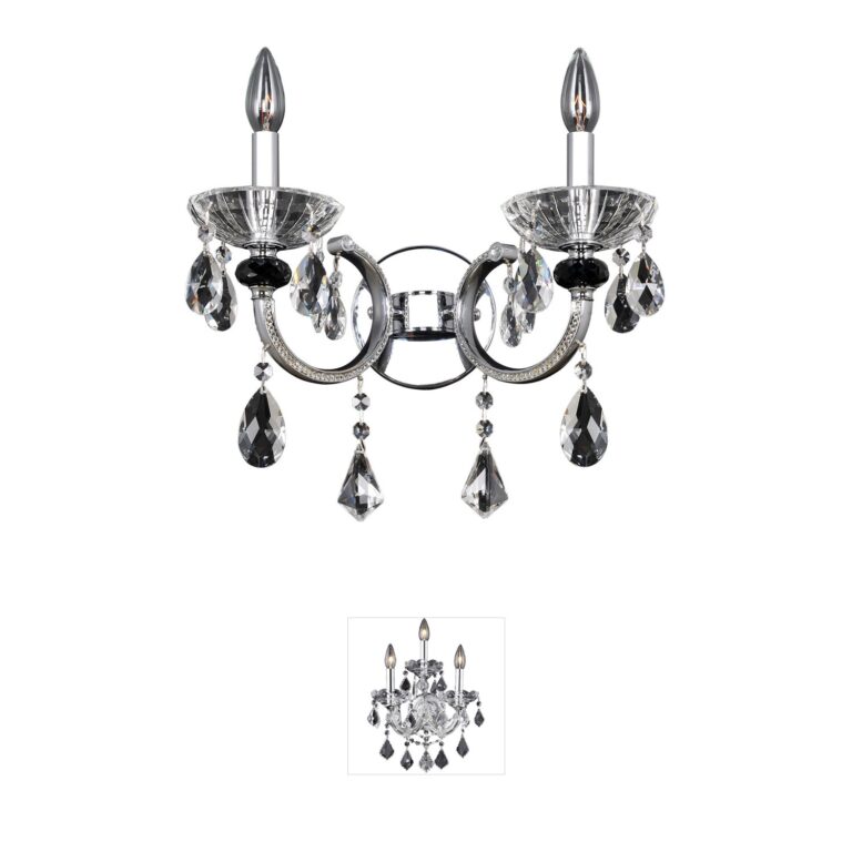 Allegri Steffani 2-Light Chrome Wall Sconce with Firenze Clear Crystal