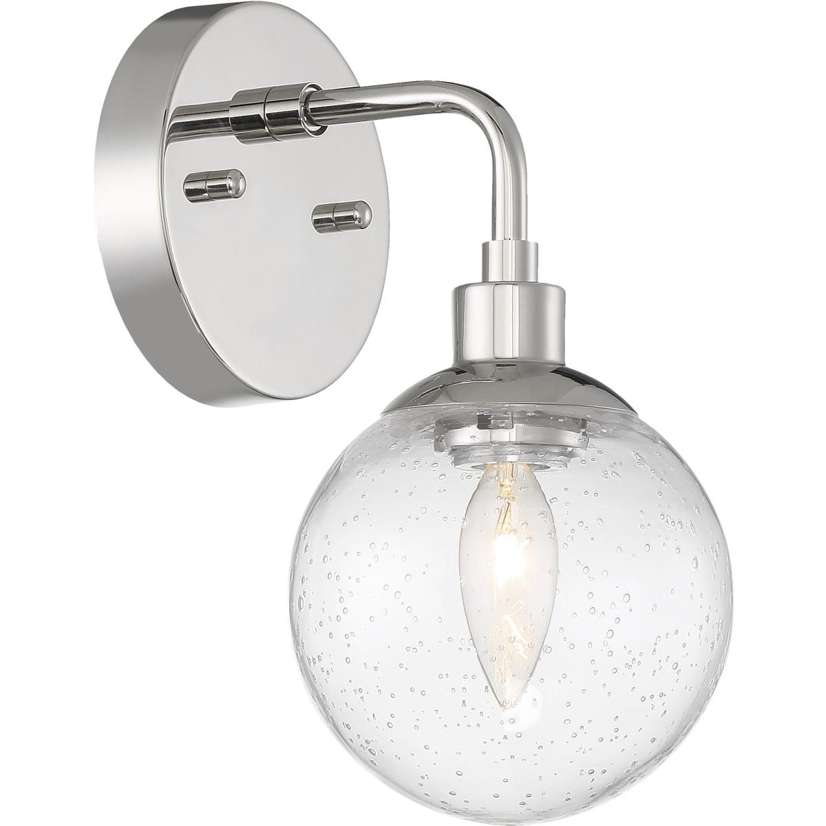 Craftmade Neighborhood Que Chrome Wall Sconce | Seeded Glass Elegance