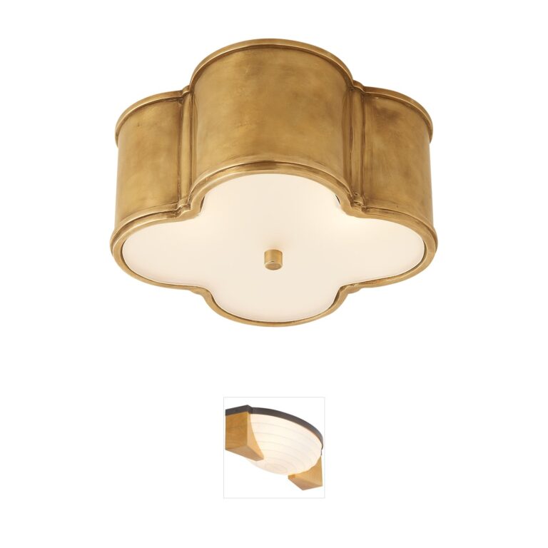 Visual Comfort Signature Collection Alexa Hampton Basil Natural Brass & Frosted Glass Flush Mount