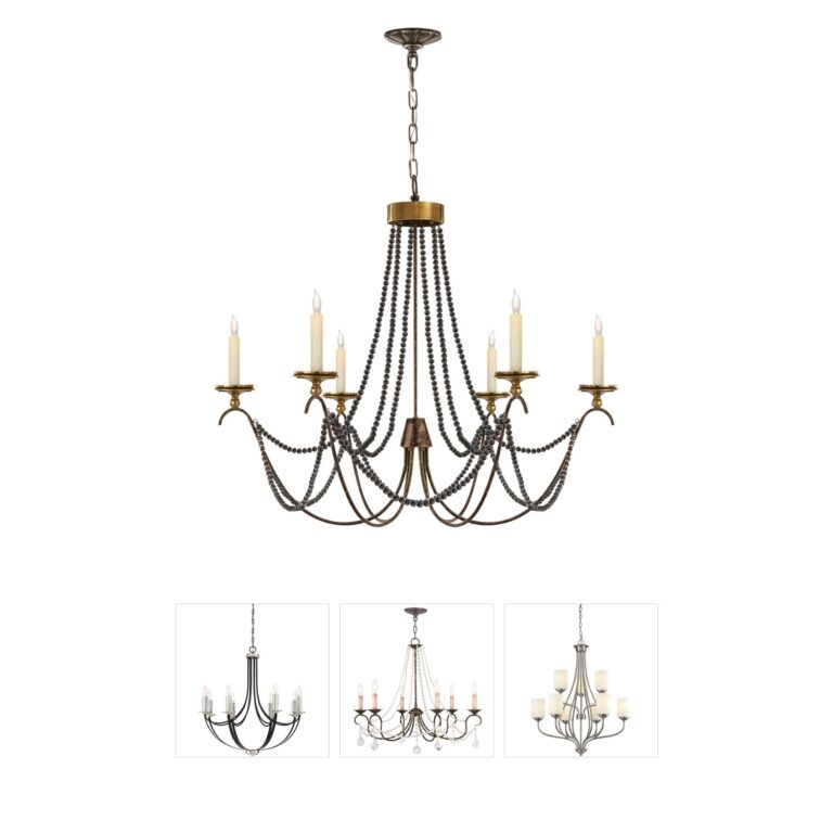 Visual Comfort Signature Collection Chapman & Myers Marigot 6-Light Chandelier in Hand Painted Rust