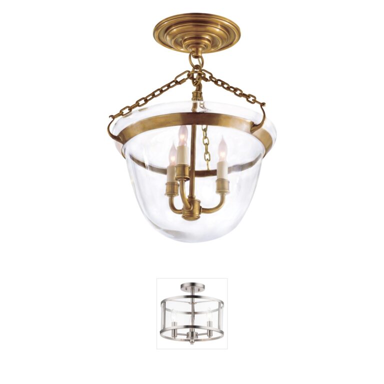 Visual Comfort Signature Collection Chapman & Myers Country Bell Jar Antique-Burnished Brass Semi-Flush Mount