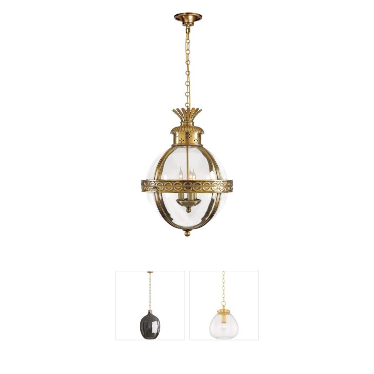 Visual Comfort Chapman & Myers Crown Top Globe Pendant in Antique-Burnished Brass