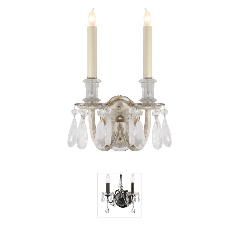 Visual Comfort Signature Collection Thomas O'Brien Elizabeth Burnished Silver Leaf Double Sconce