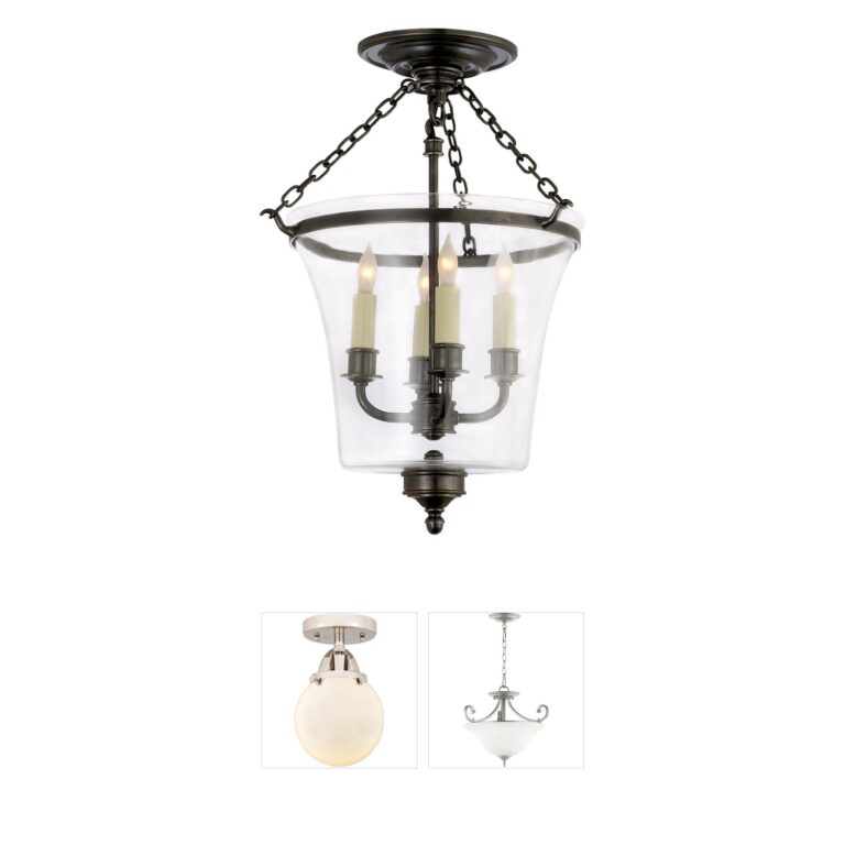 Visual Comfort Signature Collection Chapman & Myers Sussex4 Bronze Bell Jar Semi-Flush Mount