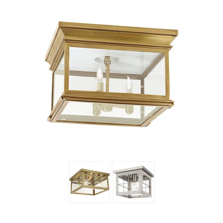 Visual Comfort Signature Collection Chapman & Myers Club Brass and Clear Glass Flush Mount