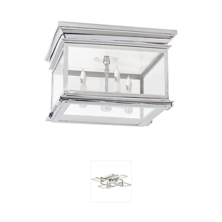 Visual Comfort Signature Collection Chapman & Myers Club Polished Nickel and Clear Glass Flush Mount