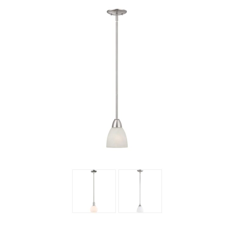 Designers Fountain Torino Brushed Nickel Mini Pendant with Alabaster Shade