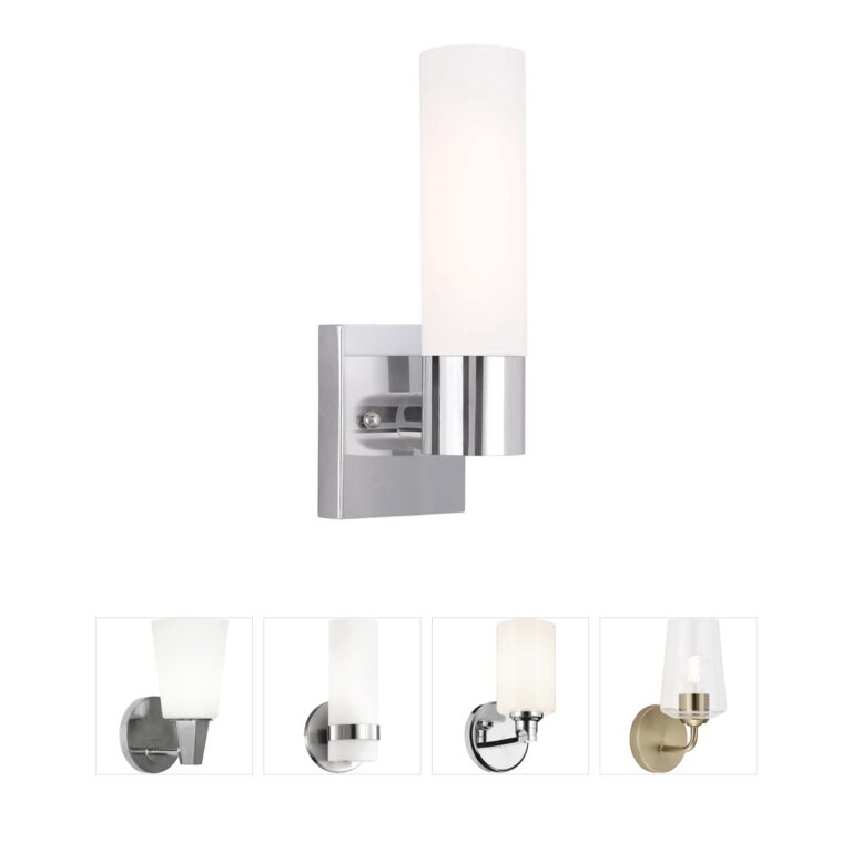 Livex Lighting Aero Polished Chrome Wall Sconce with Hand Blown Satin Opal White Glass