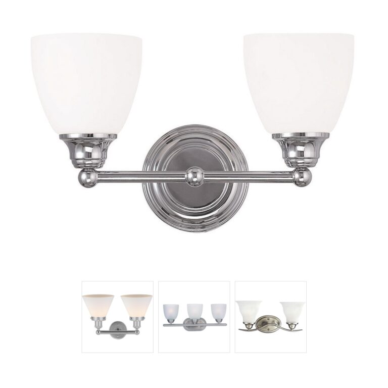 Livex Lighting Somerville 2-Light Polished Chrome and Satin Opal White Glass Vanity Light