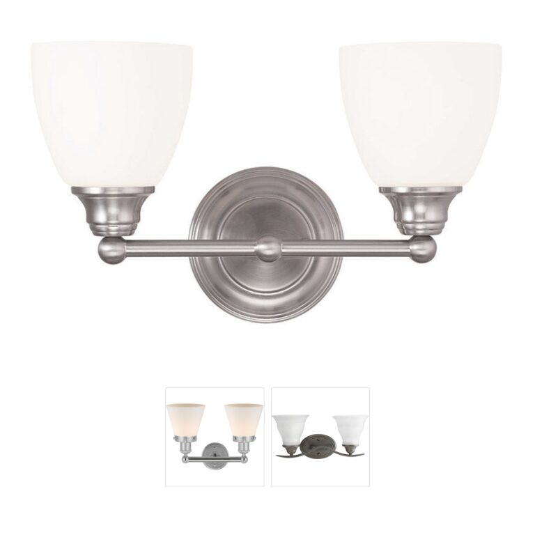Livex Lighting Somerville 2-Light Brushed Nickel Vanity with Satin Opal White Glass