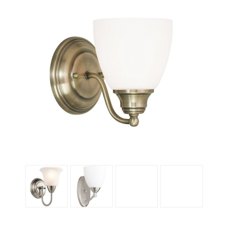 Livex Lighting Somerville Antique Brass Wall Sconce with Hand Blown Satin Opal White Glass