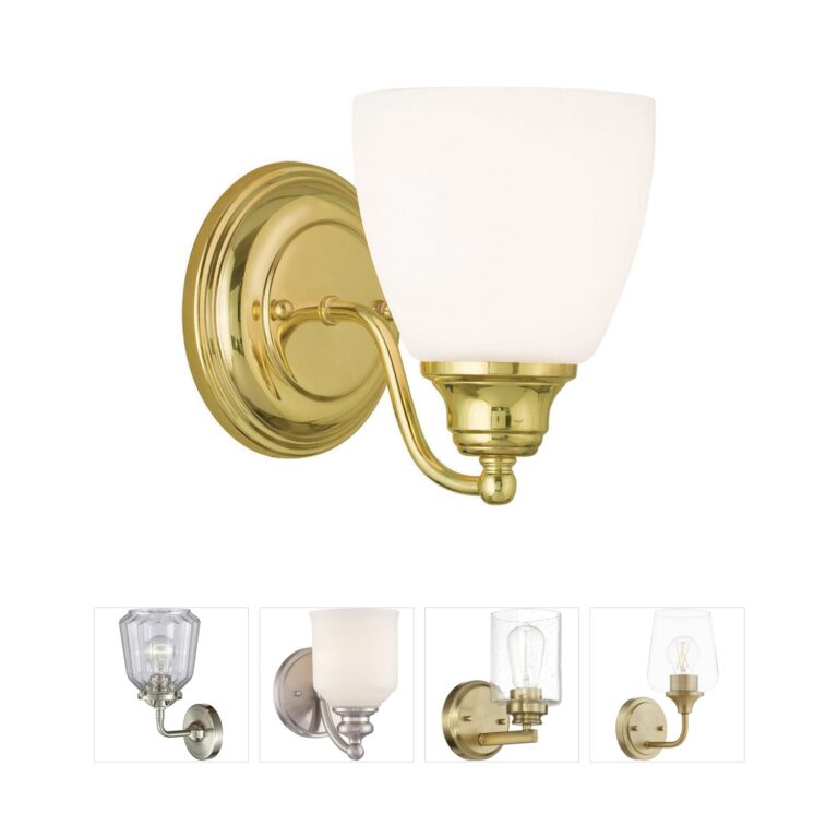 Livex Lighting Somerville Polished Brass Wall Sconce with Opal Glass