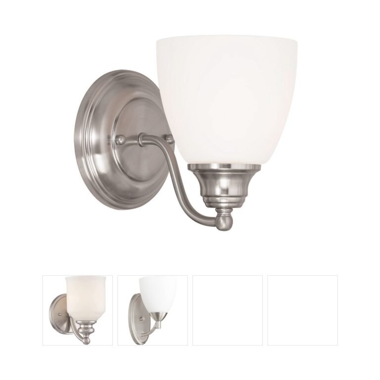 Livex Lighting Somerville Brushed Nickel Wall Sconce with Hand Blown Satin Opal White Glass