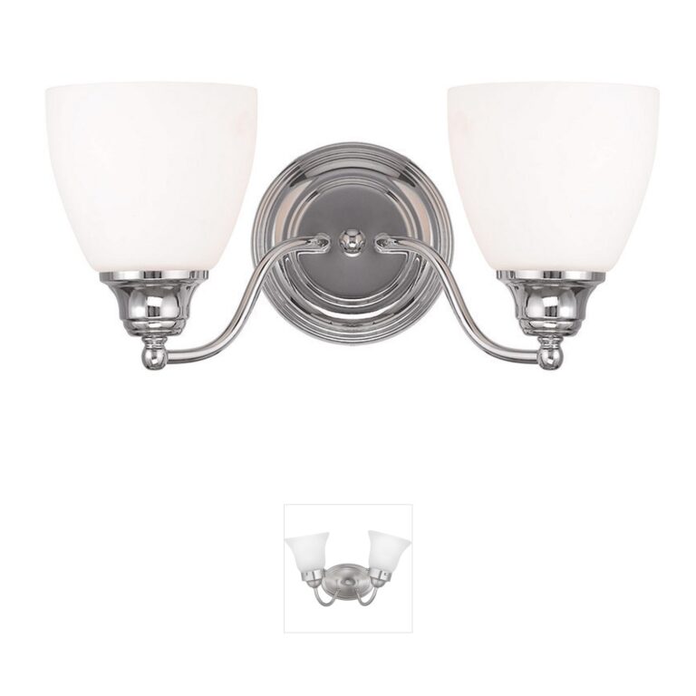 Livex Lighting Somerville 2-Light Polished Chrome Vanity with Hand Blown Satin Opal White Glass
