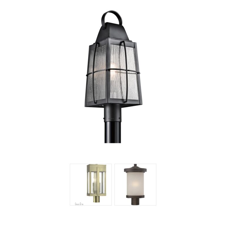 Kichler Tolerand Textured Black Aluminum Outdoor Post Lantern