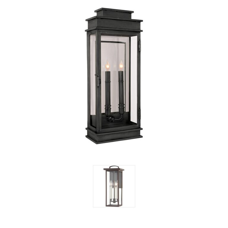 Visual Comfort Signature Collection Chapman & Myers Linear Lantern Bronze Outdoor Wall Light