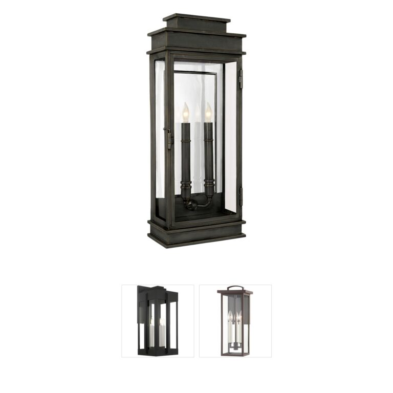 Visual Comfort Signature Collection Chapman & Myers Linear Lantern Bronze Outdoor Wall Light