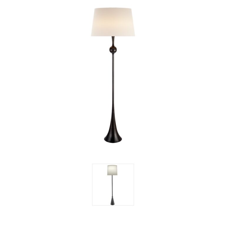 Visual Comfort Signature Collection AERIN Dover Aged Iron Floor Lamp with Linen Shade
