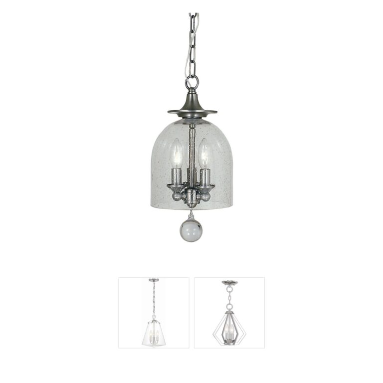 Framburg Hannover Polished Nickel Metal Mini Chandelier with Seedy Glass