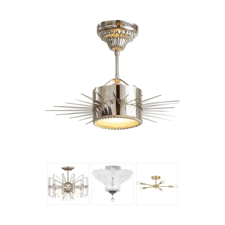 Visual Comfort Signature Collection Suzanne Kasler Soleil Polished Nickel Semi-Flush with Frosted Glass