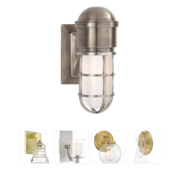 Visual Comfort Signature Collection Chapman & Myers Marine2 Antique Nickel Wall Light with White Glass