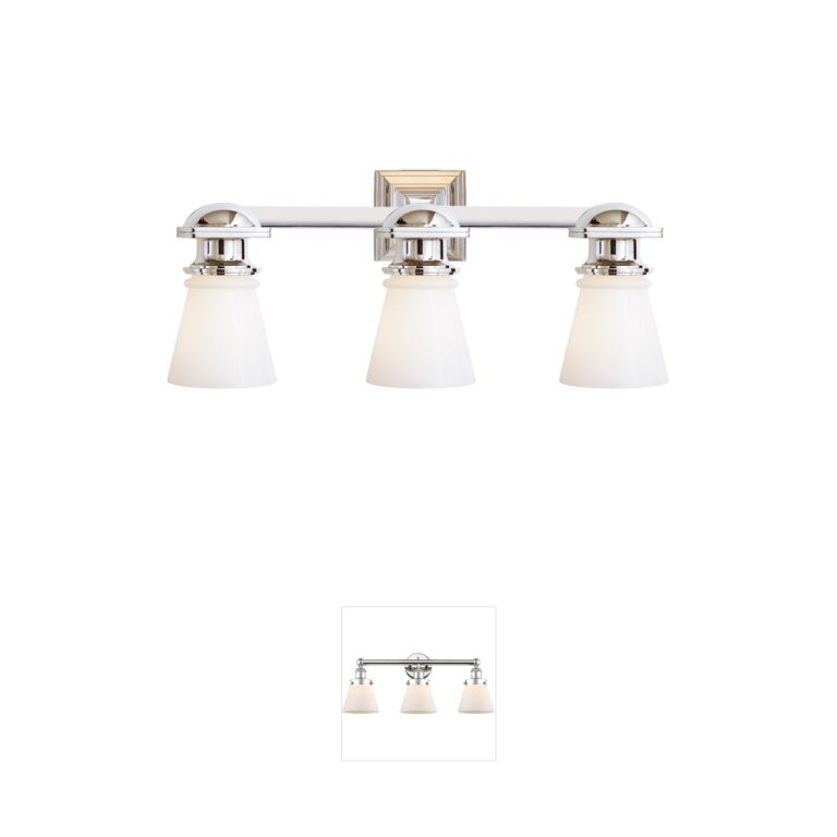 Visual Comfort Signature Collection Chapman & Myers Ny Subway Chrome Triple Light with White Glass
