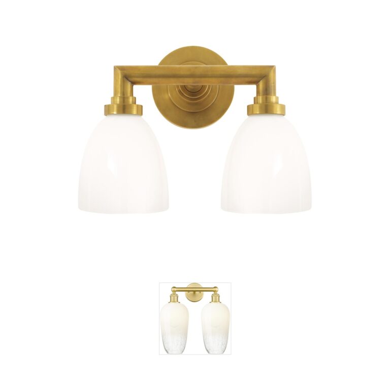 Visual Comfort Signature Collection Chapman & Myers Wilton2 Hand-Rubbed Antique Brass Double Bath Light