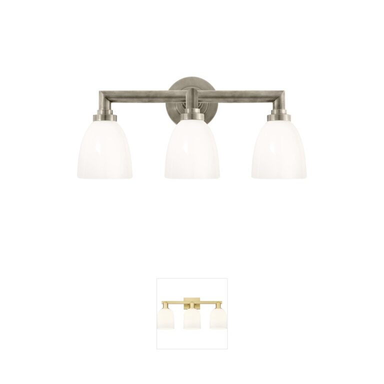 Visual Comfort Signature Collection Chapman & Myers Wilton2 Antique Nickel Triple Bath Light