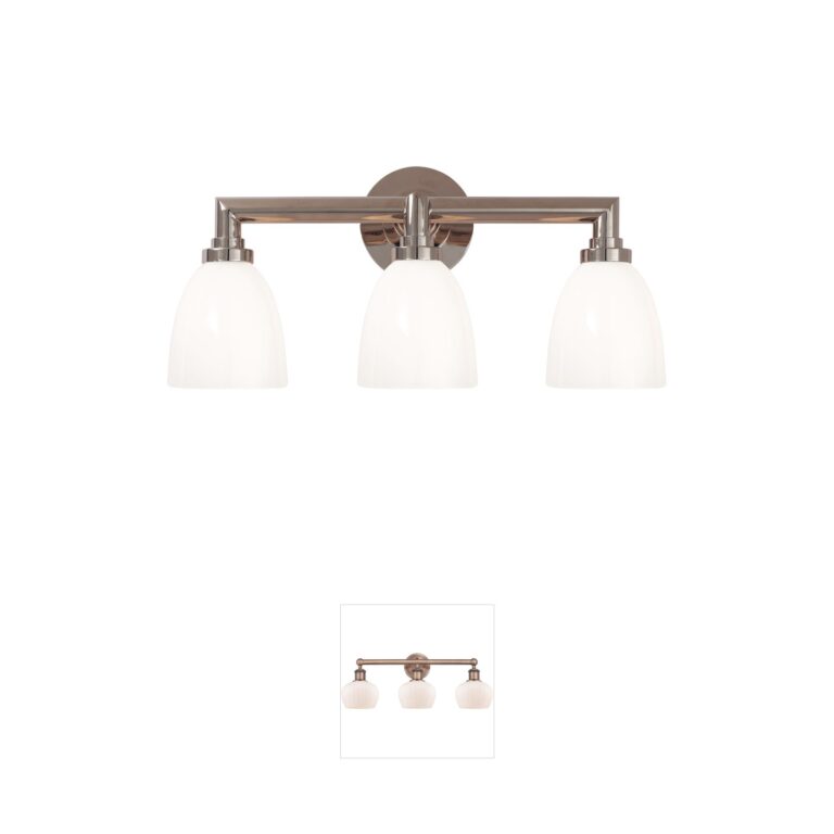 Visual Comfort Signature Collection Chapman & Myers Wilton2 3-Light Chrome Vanity Light with White Glass