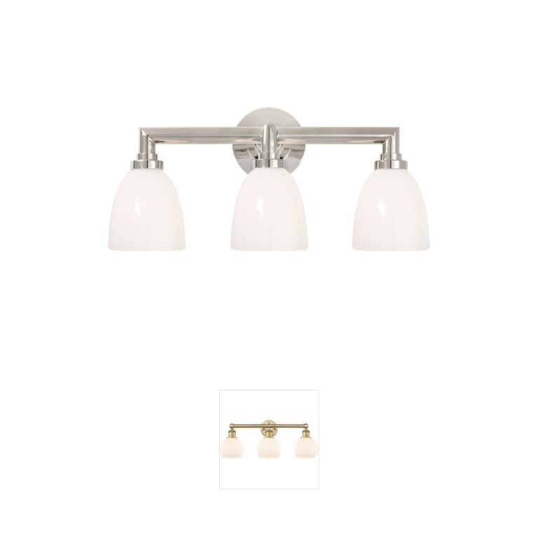 Visual Comfort Signature Collection Chapman & Myers Wilton Polished Nickel Triple Bath Light with White Glass